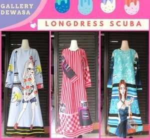 GROSIR PAKAIAN MURAH ONLINE DI BANDUNG Distributor Long Dress Scuba Dewasa Murah di Bandung  