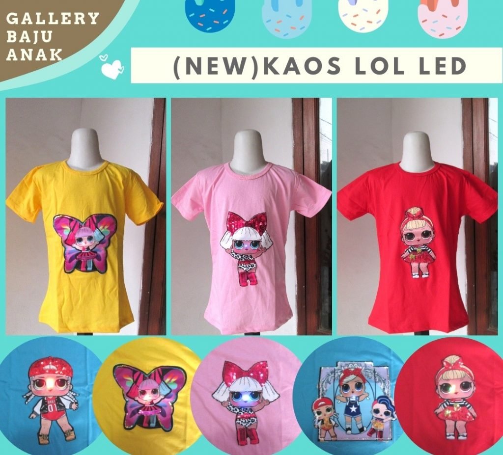 GROSIR PAKAIAN MURAH ONLINE DI BANDUNG Produsen Kaos LED Karakter LOL Anak Perempuan Murah di Bandung 29RIBUAN  