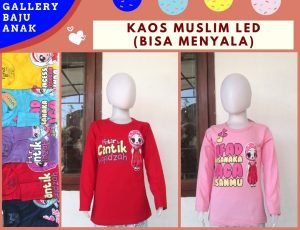 GROSIR PAKAIAN MURAH ONLINE DI BANDUNG Grosir Kaos Muslim LEd Anak Peremuan karakter Bisa Menyala Murah  