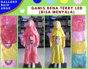GROSIR PAKAIAN MURAH ONLINE DI BANDUNG Distributor Gamis Dena Terry LED Anak Perempuan Murah di Bandung  